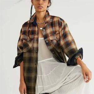 Free People Anneli Plaid Shirt Jacket